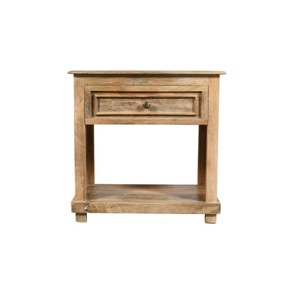 Jenna 1-Drawer Solid Wood Nightstand With Metal Glides in Natural Finish