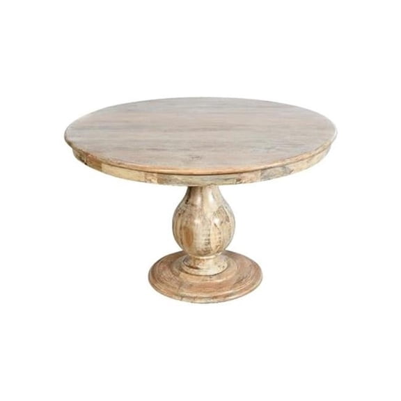 Jenna 48" Round Solid Wood Coastal Dining Table in Natural Finish