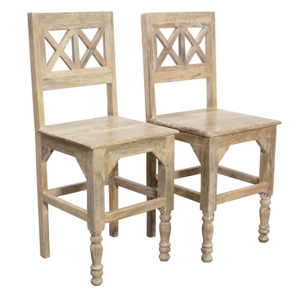 Jenna Counter Chair 2-Piece Set in a Natural Farmhouse Finish on Solid Wood