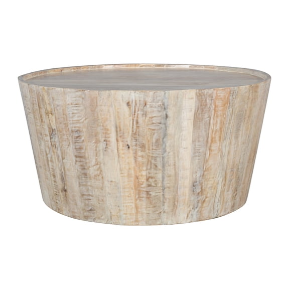 Jenna Drum Coffee Table In Natural Finish on Mango Solid Wood