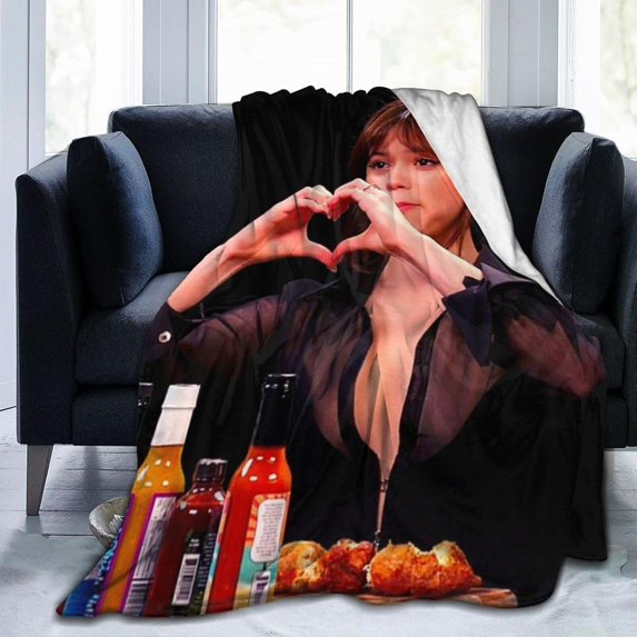 Jenna Ortega Blanket Anti-pilling Throw Blanket Plush Blanket Lightweight & Ultra-soft, Warm & Comfy Flannel Fleece Blanket for Couch, Bed, Sofa, 60x80