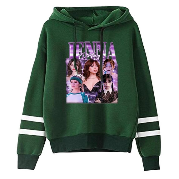Jenna Ortega Vintage Pullover Hoodies Unisex Fashion Pocketless Parallel Bars Sleeve Streetwear