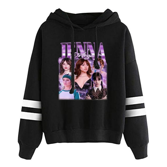 Jenna Ortega Vintage Pullover Hoodies Unisex Fashion Pocketless Parallel Bars Sleeve Streetwear