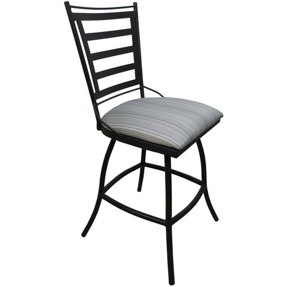Outdoor/Indoor Swivel Bar Stool 30" Seat Jenna Armless Cream Fabric - Dark Nut