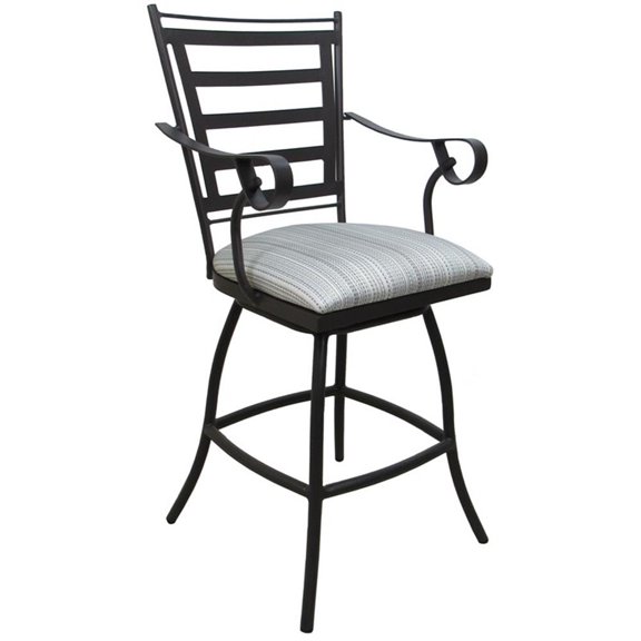 Jenna Outdoor/Indoor Counter Bar Stool 26" Arms - Natural Fun Stone on Dark Nut
