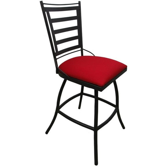 Jenna Outdoor/Indoor Counter Bar Stool 26" NO Arms - Red Linen on Dark Nut Frame