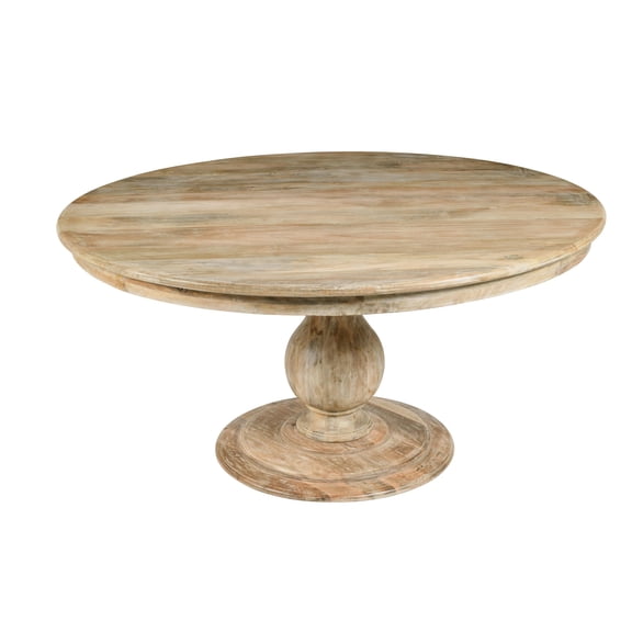 Jenna Pedestal Dining Table in Coastal Natural Finish On Mango Solid Wood