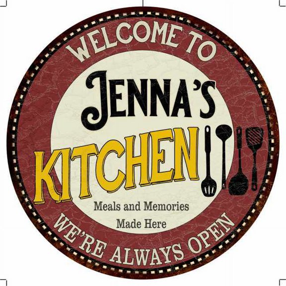 Jenna's Kitchen 14" Round Metal Sign Bar Game Room Wall Decor 100140040455