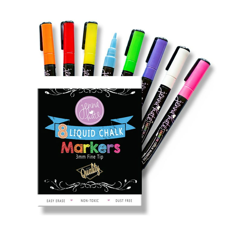 Chalk Markers, Neon Colors, Fine Tip, 8-Pack