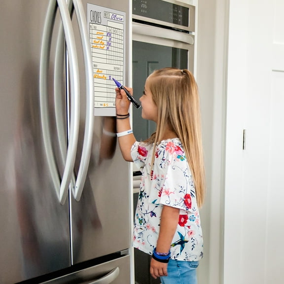 Jennakate Gray Magnetic Child Behavior Reward Chore Chart - Daily Household Chore Checklist - 2 Dry Erase Markers