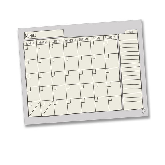 Jennakate - Grey Magnetic Dry Erase Refrigerator Calendar - Monthly Refrigerator Planner - Schedule Board Calendar- Family Command Center- 17" x 14"