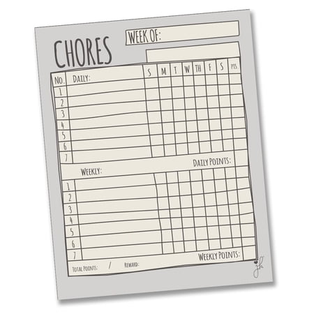 Jennakate Grey Magnetic Single Child Behavior Reward Chore Chart-Daily Household Chore Checklist - Behavior List- Job Chart-Dry Erase- 11"x14" price history and forecast - JennaKate