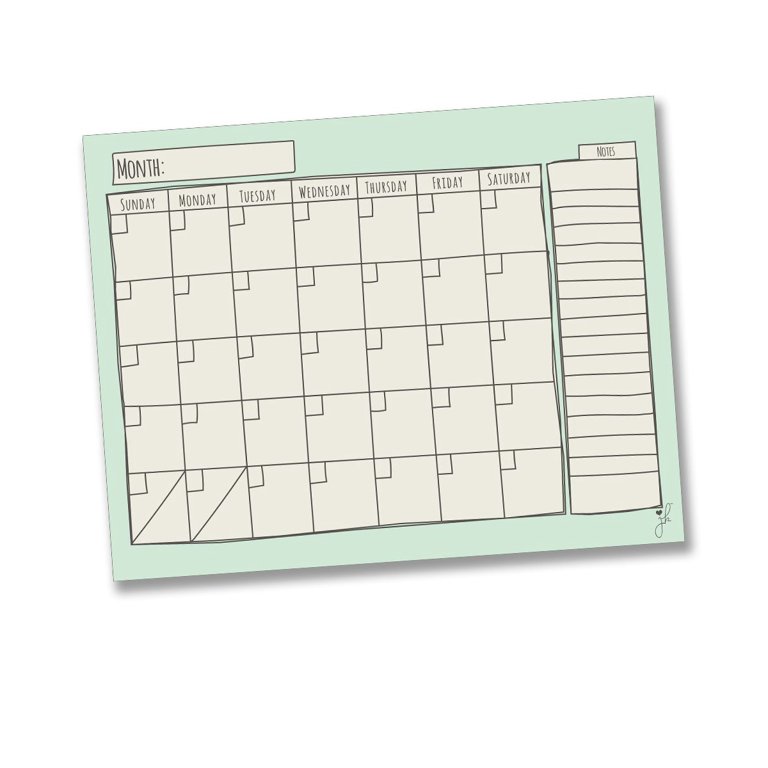 Large Magnetic Dry Erase Calendar Mint