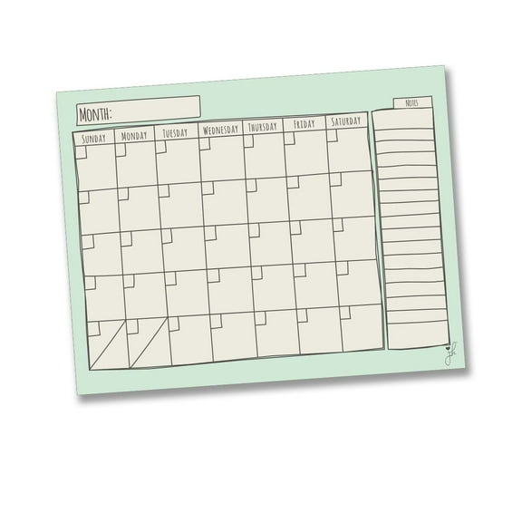 Jennakate - Mint Magnetic Dry Erase Refrigerator Calendar - Monthly Refrigerator Planner - Schedule Board Calendar- Family Command Center -17" x 14"