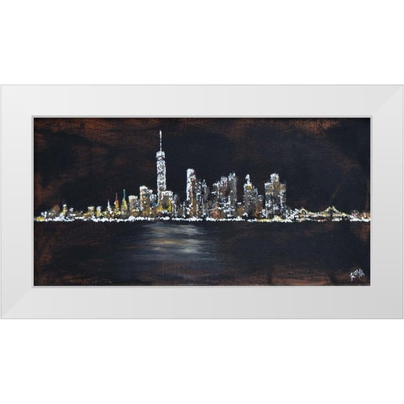 Jenner, Roya 24x14 White Modern Wood Framed Museum Art Print Titled - Abstract NYC Skyline