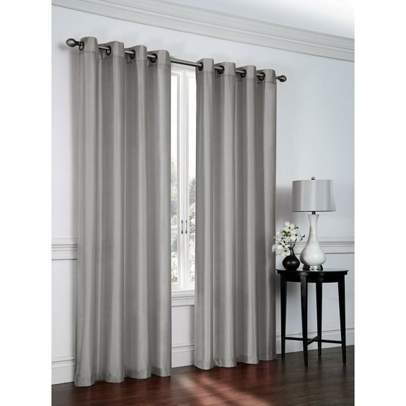Jenner Solid Faux Silk Grommet Window Curtain Panel - All Sizes NEW ARIVAL SALE (63" Short, Slick Silver)