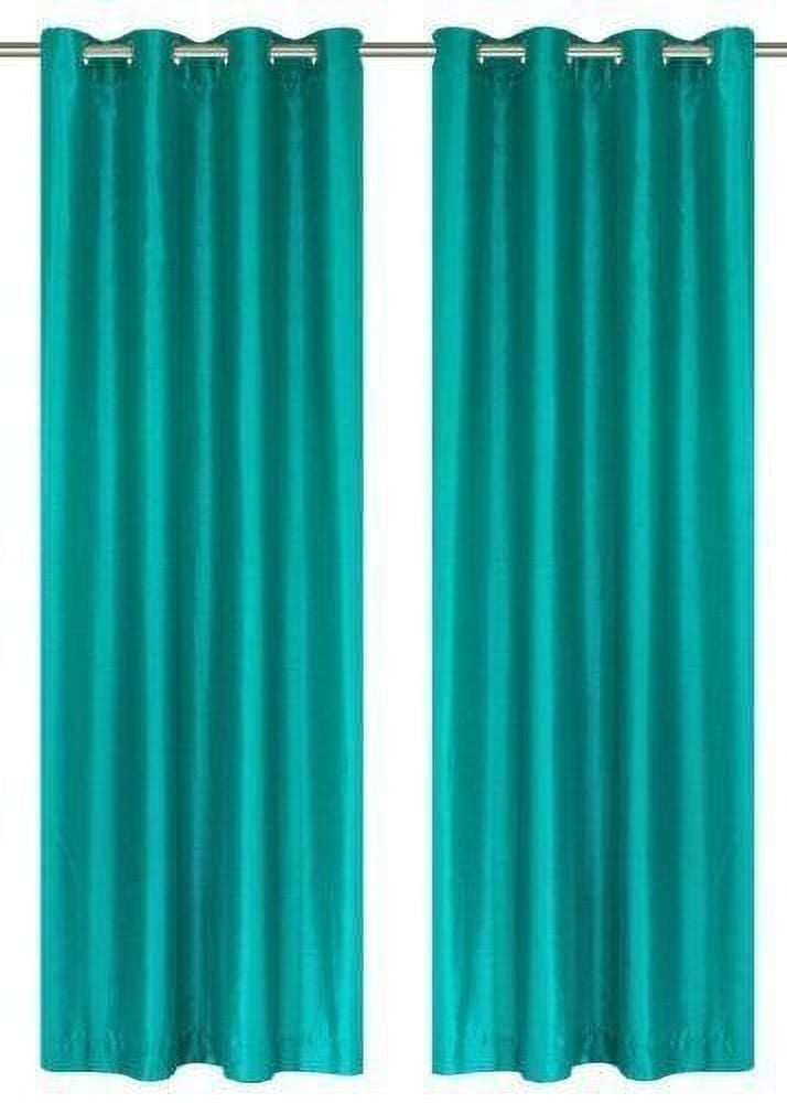 Jenner Solid Faux Silk Grommet Window Curtain Panel - All Sizes NEW ARIVAL SALE (95" Long, Teal)