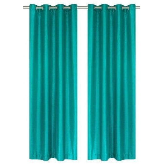Jenner Solid Faux Silk Grommet Window Curtain Panel - All Sizes NEW ARIVAL SALE (95" Long, Teal)