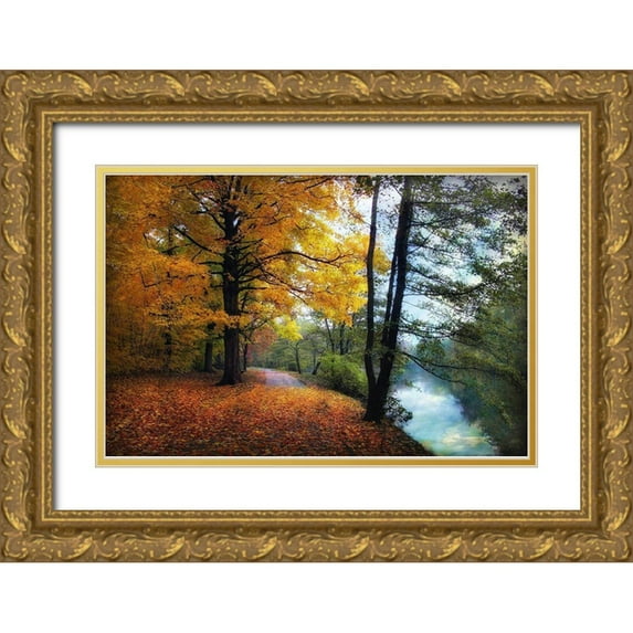 Jenney, Jessica 24x17 Gold Ornate Wood Framed with Double Matting Museum Art Print Titled - Autumn River View