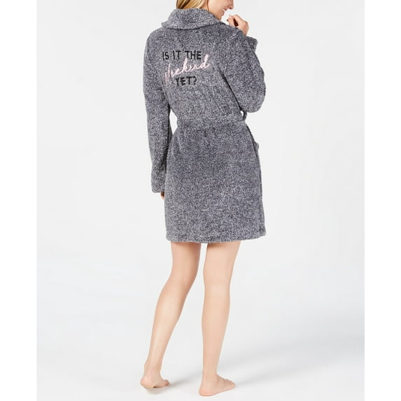 Jenni By Jennifer Moore Womens Embroidered Short Wrap Robe Size XS