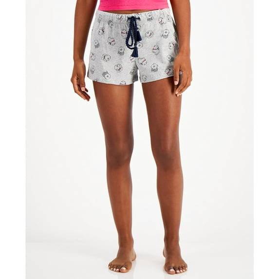 Jenni Cotton Printed Pajama Shorts, Gray, Small