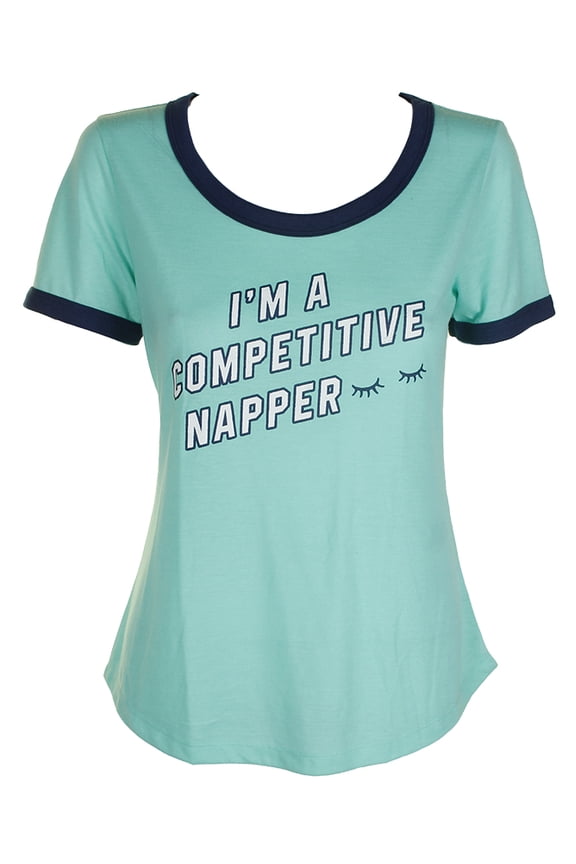 Green Navy Short-Sleeve Graphic Print Pajama Top XXL