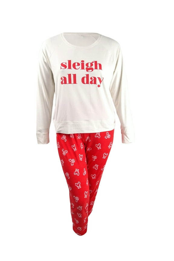 Fer Moore Women's Pajamas & Hair Scrunchie 3PC Set (L, Candy Canes)