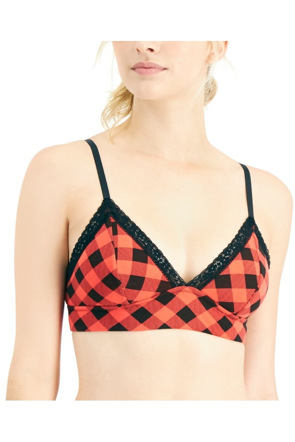 On Repeat Wide Lace Bralette, Buffalo Check, Small