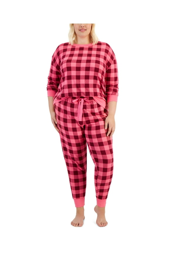 Plus Size 2-Pc. Printed Supersoft Packaged Pajama Set, Pink, 1X