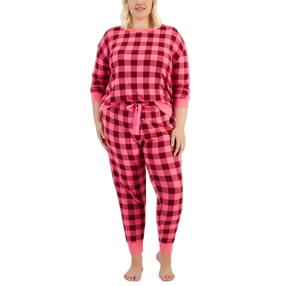 Jenni Plus Size 2-Pc. Printed Supersoft Packaged Pajama Set,Pink, 2X