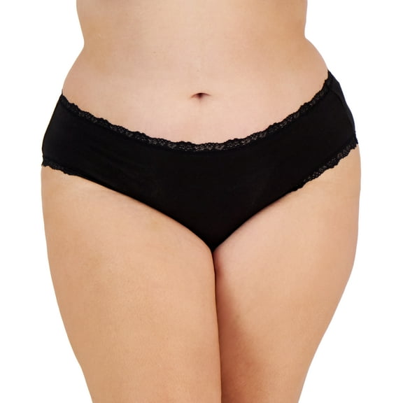 Jenni Women's Plus Size Lace Trim Panty Comfort Black 1X New
