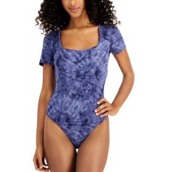 Jenni Square Neck Ribbed Bodysuit Swirl Tiedye M