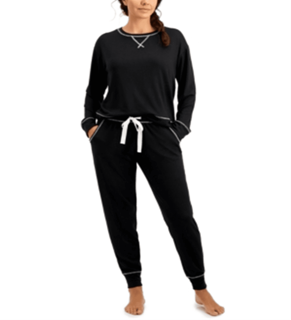 Jenni Women s Twinning Super Soft Pajama Set Black Size Large Walmart