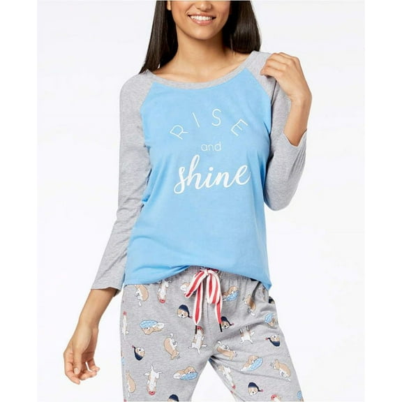 Jenni Women’s Raglan-Sleeve Graphic Pajama Tops, Rise and Shine, X-Large