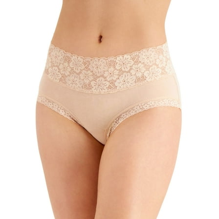 Jenni Women’s Wide-Lace-Waist Thong Underwears, Beige, Medium