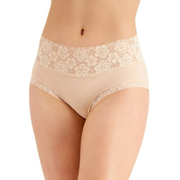 Jenni Women’s Wide-Lace-Waist Thong Underwears, Beige, Medium