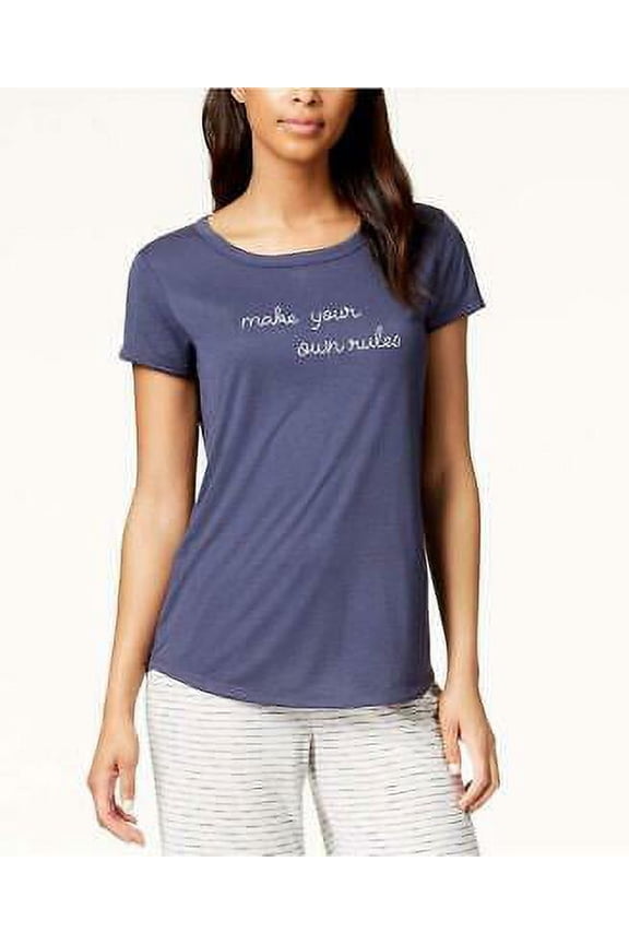 Jenni Women Short Sleeve Make Your Own Rules Pajama Top Sleepwear Size M RV $24