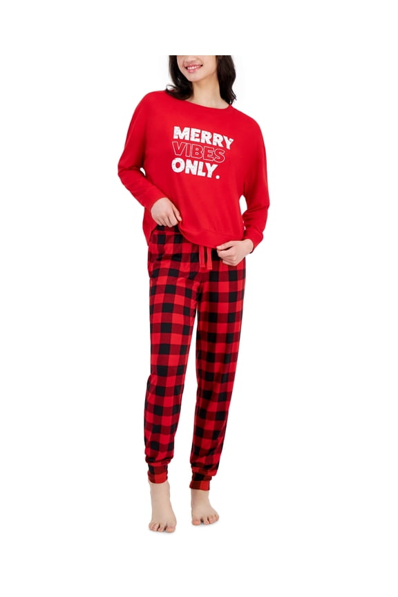 Womens 2-Pc. Long-Sleeve Packaged Pajamas Set (Buffalo Check, Small)