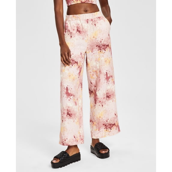 Jenni Women's Elastic Waist Solid Wide Leg Pants Watercolor Blush Plus Size 3X