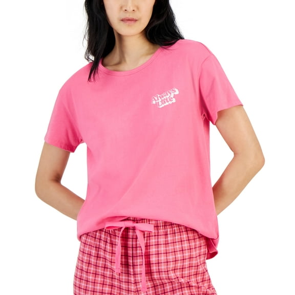 Jenni Womens Graphic-Print Crewneck Pajama Top,Pink, Medium