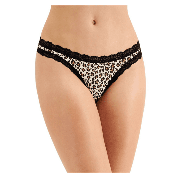 Jenni Womens Lace-Trim Thong, Leopard, Large