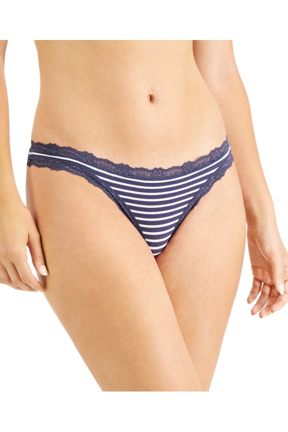 Womens Lace-Trim Thong, Nairobi Stripe, XL