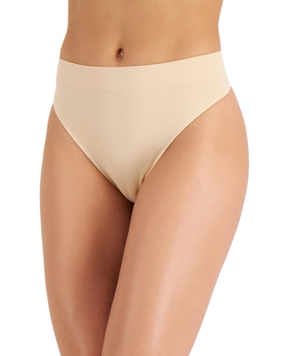 Jenni Women's Seamless Ribbed Hi-Cut Thong, S - XXL, Nude US, Alpha, Small, Regular, Regular, Nude