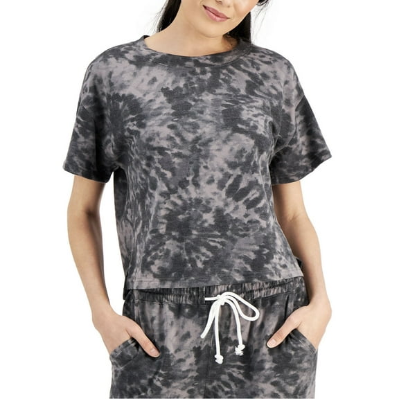 Jenni Women's Short Sleeve Super Soft Pajama T-Shirt Grey Swirl Tie Dye Size XS