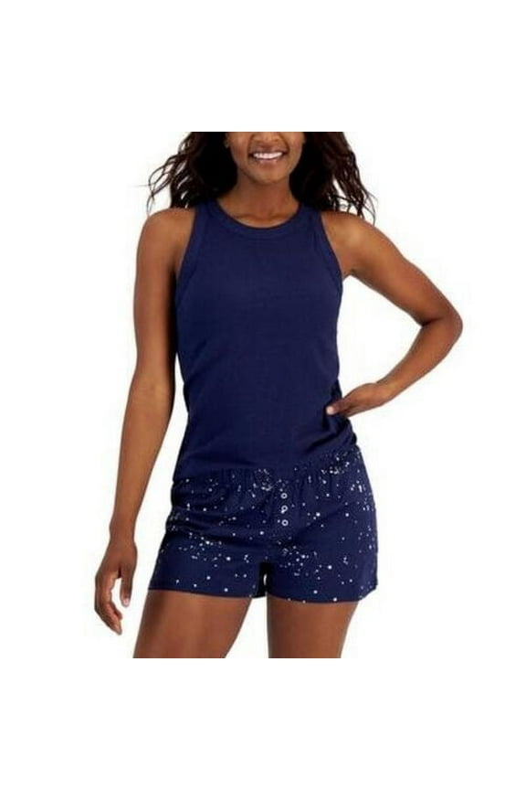 Womens High-Neck Pajama Tank Top-Navy Sail -XS
