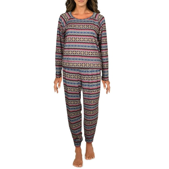 Jenni Womens Knit 3PC Pajama Set Gray M