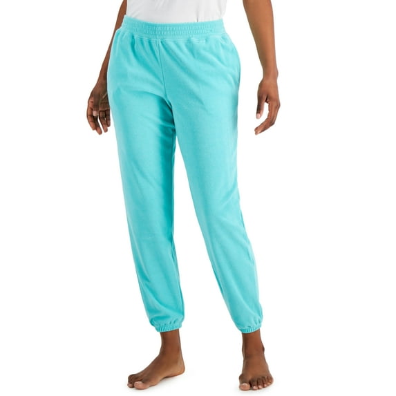 Jenni Womens Smocked Waist Terrycloth Jogger Pants Ocean Aqua XL
