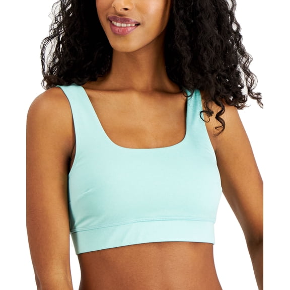 Jenni Womens Square Neck Bralette Aqua Gloss M