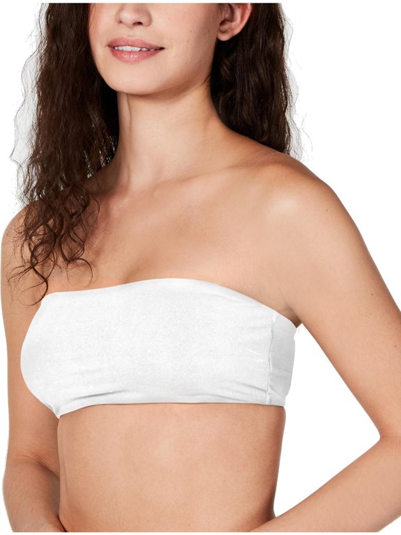 Womens White Wireless Moderate Coverage Seamless Bandeau Bra XL