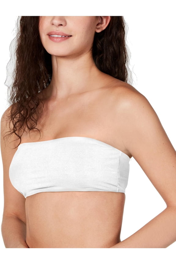 Womens White Wireless Moderate Coverage Seamless Bandeau Bra XL